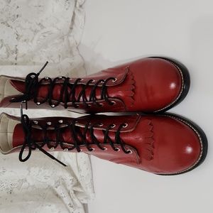 Laredo, Red, Western boots, (cowboy boots), lace up., Ankle Boots. Made USA
